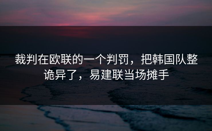 裁判在欧联的一个判罚，把韩国队整诡异了，易建联当场摊手