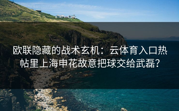 欧联隐藏的战术玄机：云体育入口热帖里上海申花故意把球交给武磊？