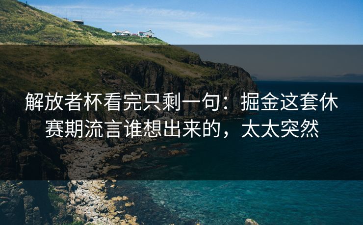 解放者杯看完只剩一句：掘金这套休赛期流言谁想出来的，太太突然